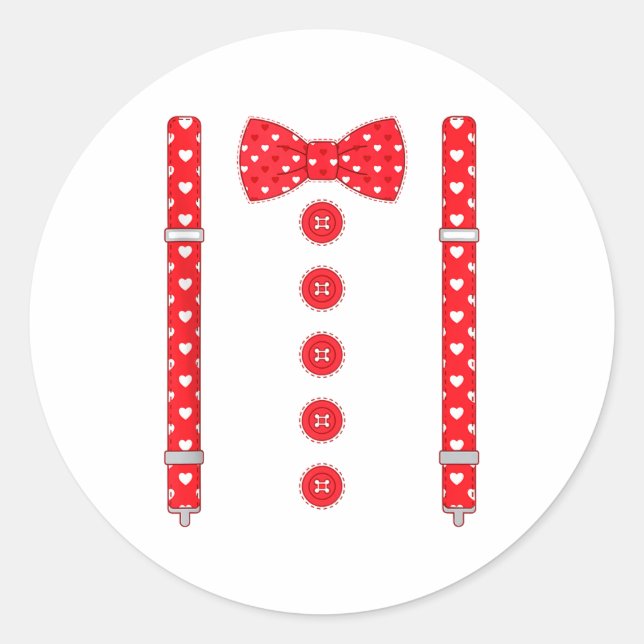 Sticker Rond Funny Hearts Bow Tie Suspenders Valentine's Day Co (Devant)
