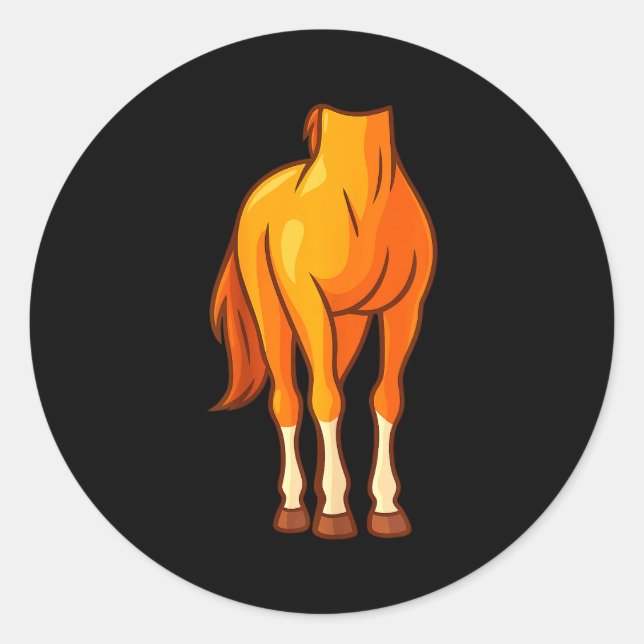 Sticker Rond Funny Horse Body Costume Optical Illusion Gift Men (Devant)