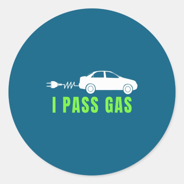 Sticker Rond Funny I P Gas Electric Car I Love Evs Electri  (Devant)