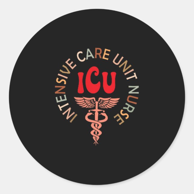 Sticker Rond Funny Icu Nurse Intensive Care Unit Nurse Emergenc (Devant)