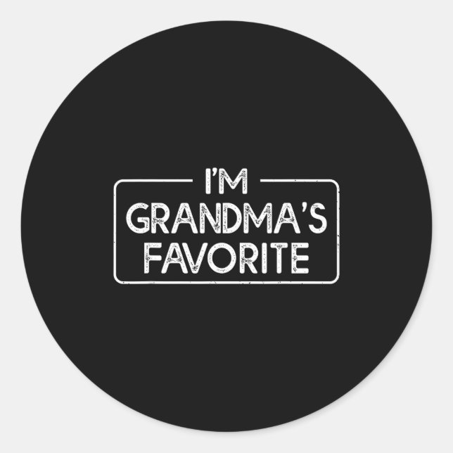 Sticker Rond Funny I'm Grandma's Favorite Grandson Granddaughte (Devant)