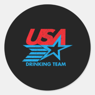 Sticker Rond Funny Independence Day T Shirt Usa Drick Team 4