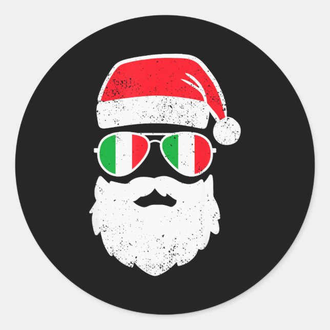 Sticker Rond Funny Italian Christmas Pajama Funny Italian Match (Devant)