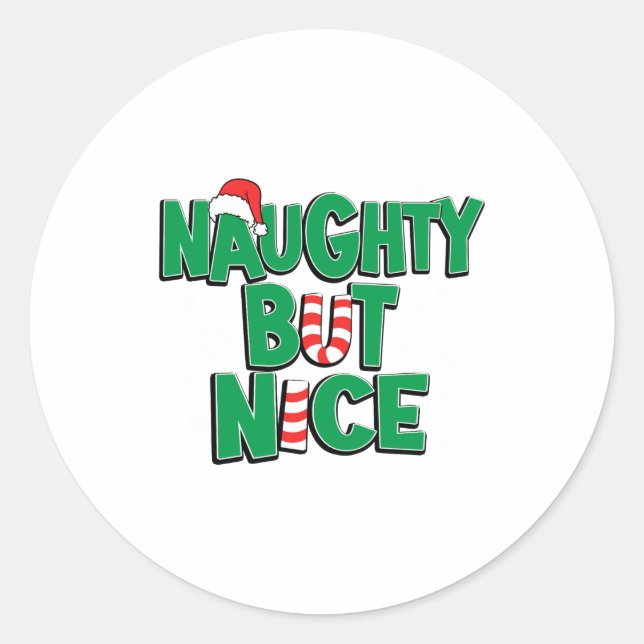 Sticker Rond Funny Joke Christmas Humor Naughty But Nice  (Devant)