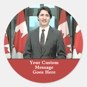 Sticker Rond Funny Justin Trudeau Message personnalisé Canada