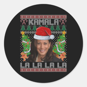 Sticker Rond Funny Kamala Harris 2024 Christmas Comma La Men Wo