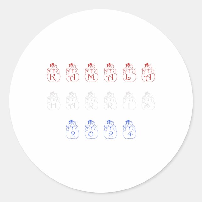 Sticker Rond Funny Kamala Harris 2024 Joyeux Noël (Devant)