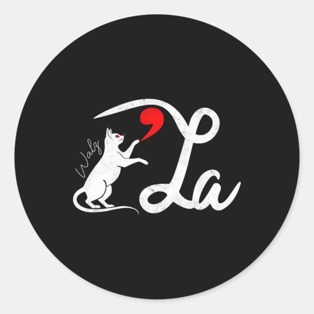 Sticker Rond Funny Kamala Harris Tim Wheimer 2024 Cat Comma La (Devant)