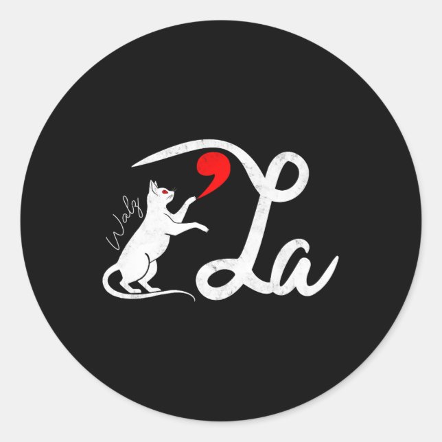 Sticker Rond Funny Kamala Harris Tim Wheimer 2024 Cat Comma La (Devant)