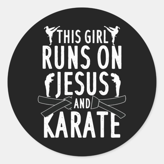 Sticker Rond Funny Karate Design Pour Femmes Filles Karate Mart (Devant)