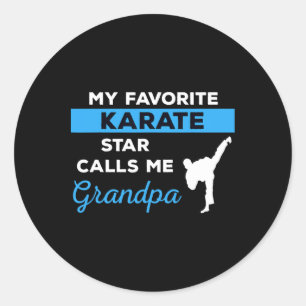 Sticker Rond Funny Karate Grand-pa Arts Martiaux Combattez Cade