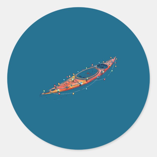 Sticker Rond Funny Kayak Christmas Graphics Lights Lover Kayaki (Devant)