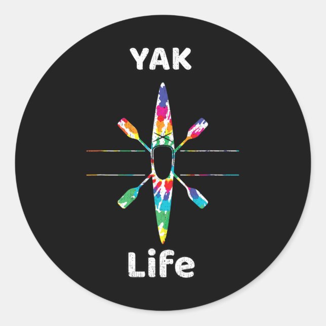 Sticker Rond Funny Kayaking Gift Yak Life Boating Kayak Paddle  (Devant)