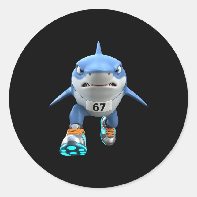 Sticker Rond Funny Kids 67 Meme Tralalero Tralala Runner Italia (Devant)