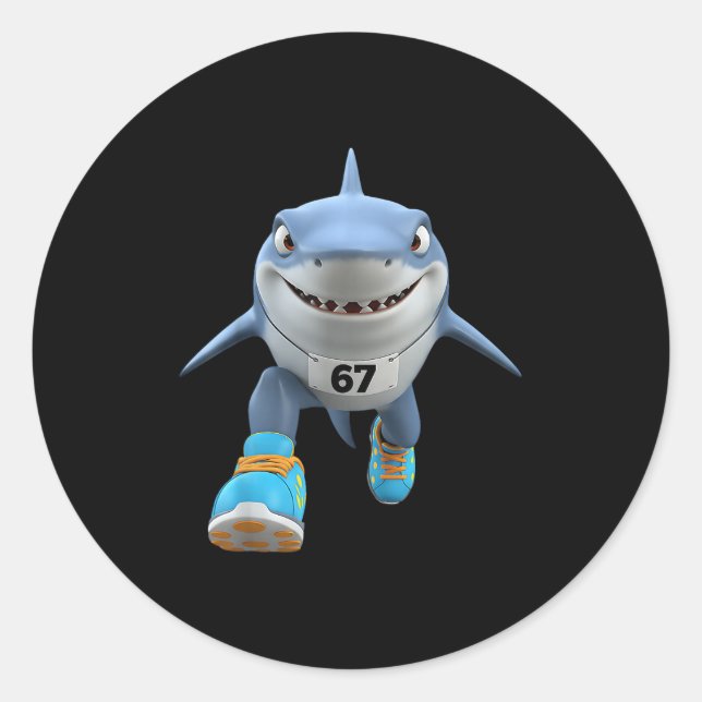 Sticker Rond Funny Kids 67 Mème Tralalero Tralala Runner Italia (Devant)