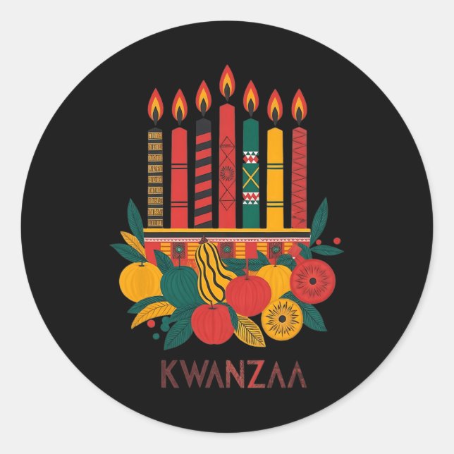 Sticker Rond Funny Kinara Sept bougies Kwanzaa Célébration 2 (Devant)