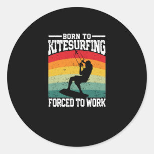 Sticker Rond Funny Kite Surf Board Né Pour Kitesurf