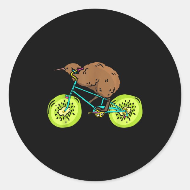 Sticker Rond Funny Kiwi Biker Cycling Gift New Zealand  (Devant)