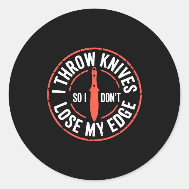 Sticker Rond Funny Knife Thrower I Throw Knives  (Devant)