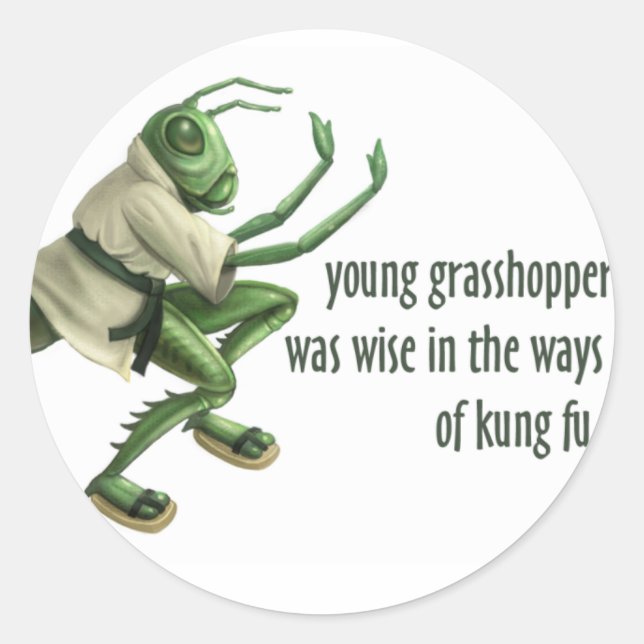 Sticker Rond Funny Kung Fu Grasshopper (Devant)