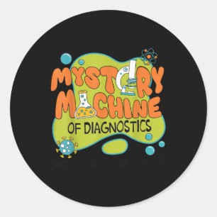 Sticker Rond Funny Lab Week 2025 Retro Mystery Machine De Diagn