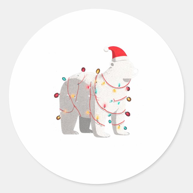 Sticker Rond Funny Lar Bear Christmas Graphics Animal Lights Lo (Devant)