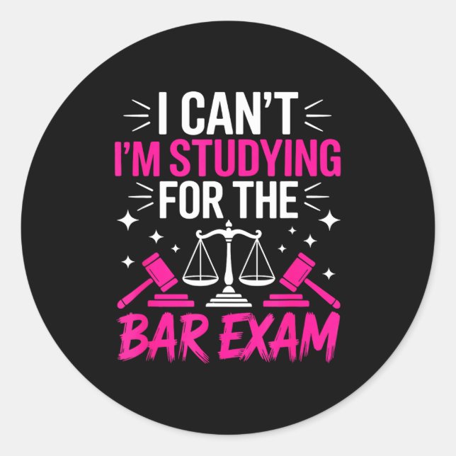 Sticker Rond Funny Law School Student Gift - Can't Studying For (Devant)