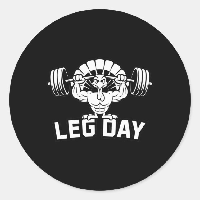 Sticker Rond Funny Leg Day Thanksgiving Turkey Deadlifting Dead (Devant)