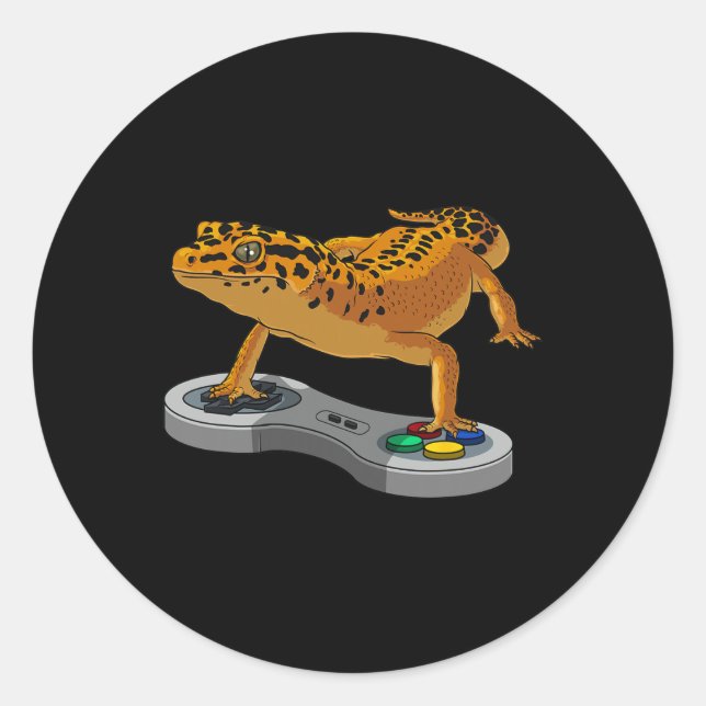 Sticker Rond Funny Leopard Gecko Beared Dragon Cool cadeau enfa (Devant)