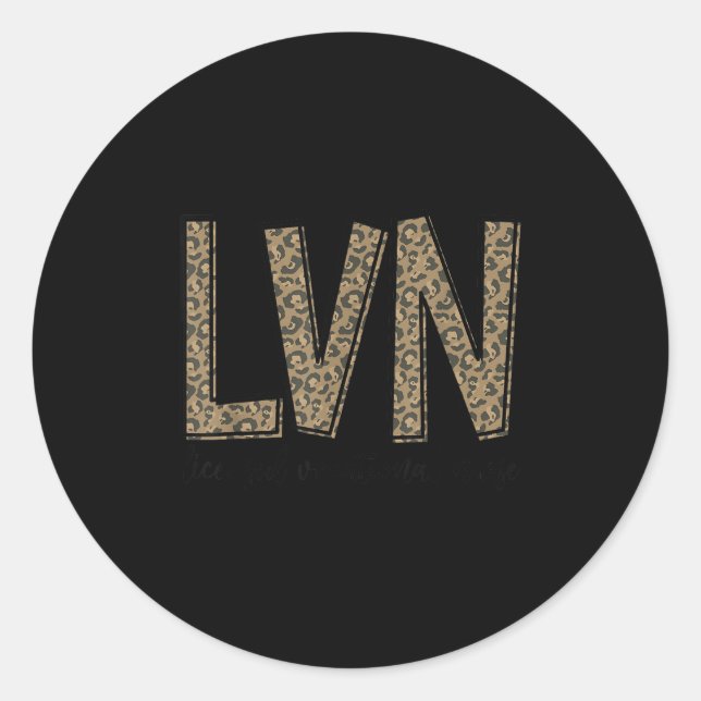 Sticker Rond Funny Leopard Lvn Happy Licensed Vocational Nurse  (Devant)