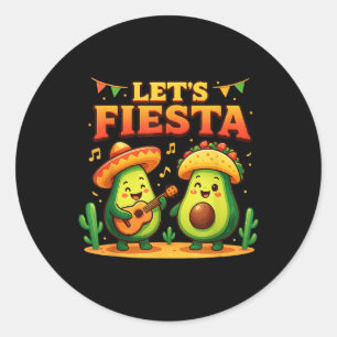Sticker Rond Funny Lets Fiesta Avocado & Tacos Cinco De May