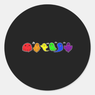 Sticker Rond Funny Lgbtq Boo Ghost Éffrayant Halloween Rainbow