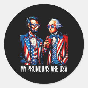 Sticker Rond Funny Lincoln Washington 4 juillet Patriotic Pro