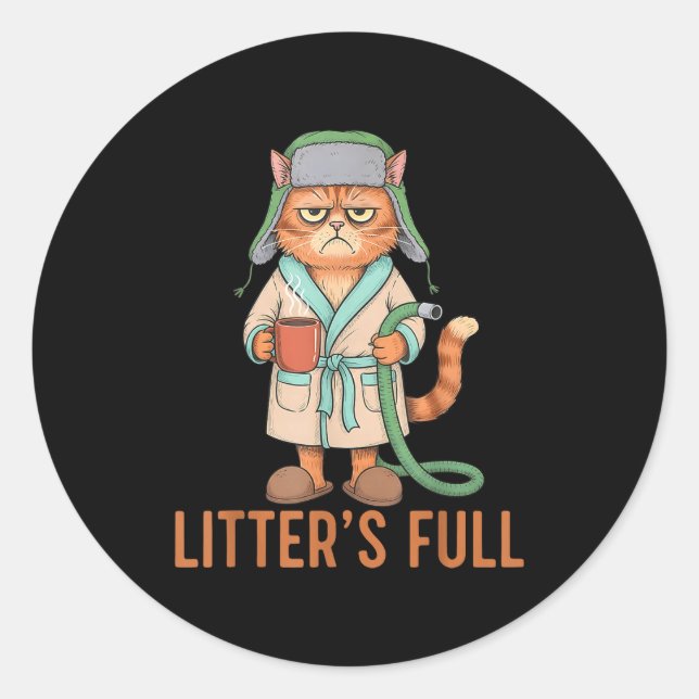 Sticker Rond Funny Litter’s Full Cat Parody Cute Cat Lover Chri (Devant)