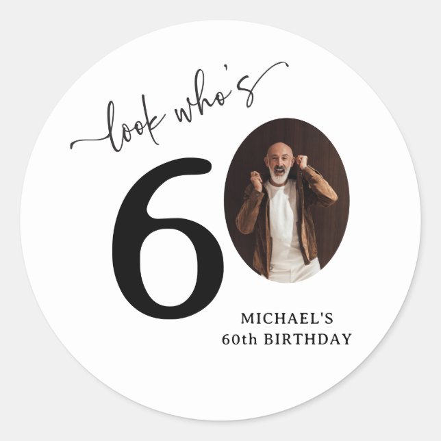 Sticker Rond Funny 'Look Who's 60' Stylish 60th Birthday (Devant)