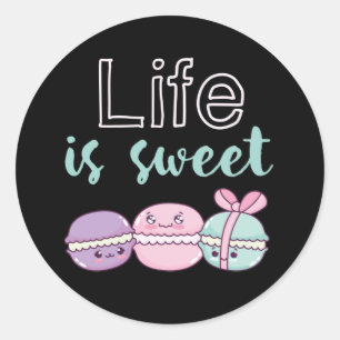 Sticker Rond Funny Macaroon Puns La vie est douce