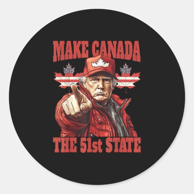 Sticker Rond Funny Make Canada 51e État (Devant)