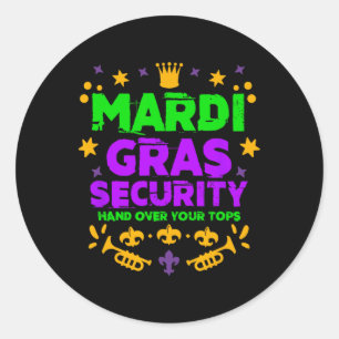 Sticker Rond Funny Mardi Gras Festival de défilé de sécurité Ma