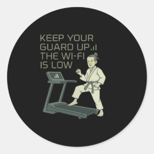 Sticker Rond Funny Martial Arts Boxing Keep Your Guard Up Wi-Fi