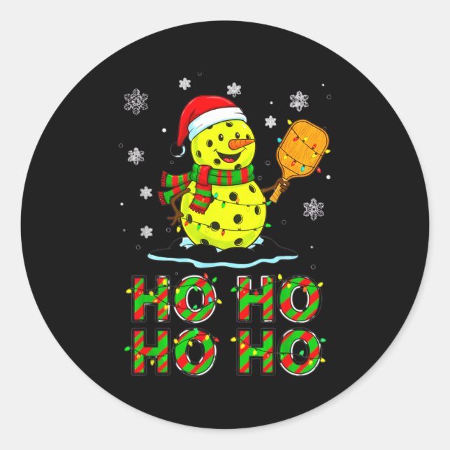 Sticker Rond Funny Matching Family Santa Ho Ho Ho Ckleball Chri (Devant)
