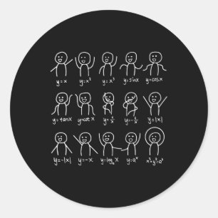 Sticker Rond Funny Math Danses Happy Face Sketch Algebra Humour