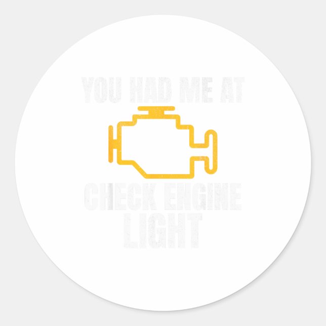 Sticker Rond Funny Mechanic Check Engine Light Car Auto Repair  (Devant)