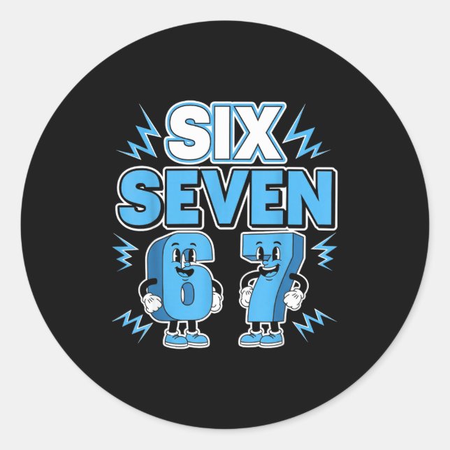 Sticker Rond Funny Meme 67 Six Seven 6 7 Italian Brainrot Boys  (Devant)