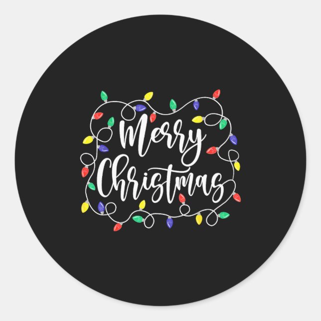 Sticker Rond Funny Merry Christmas Lights Xmas Family Men Women (Devant)