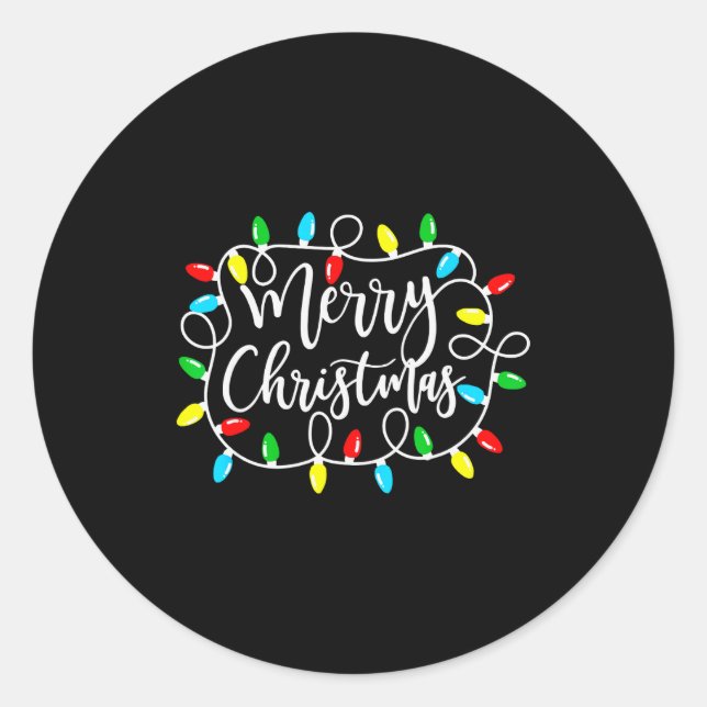 Sticker Rond Funny Merry Christmas Lights Xmas Family Men Women (Devant)
