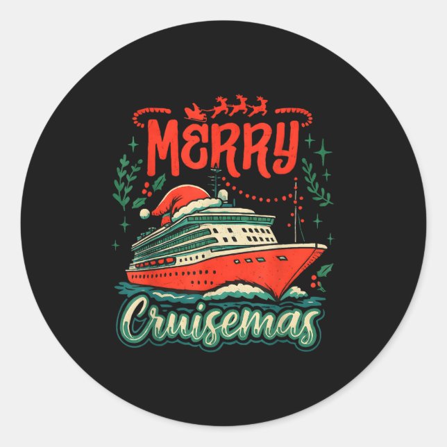 Sticker Rond Funny Merry Cruisemas Holiday Cruise Vacation  (Devant)