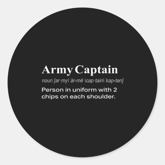 Sticker Rond Funny Military Army Captain Definition Gift  (Devant)
