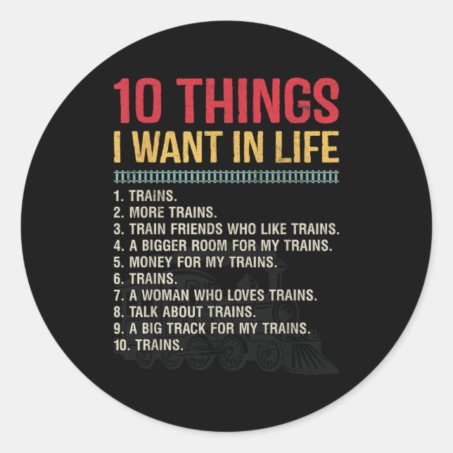 Sticker Rond Funny Model Railroad Conductor Train Lover Locomot (Devant)