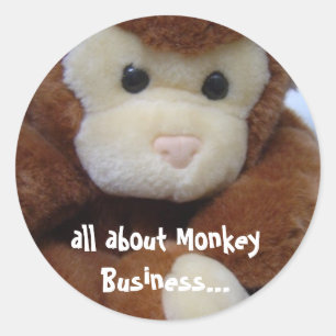 Sticker Rond Funny Monkey Business