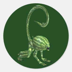 Sticker Rond Funny Monster de pastèque verte